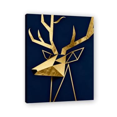 Imagem de Moldura interna. Pintura de Natal glamorosa minimalista, arte geométrica dourada, decoração de Natal moderna emoldurada para parede da sala de estar. A07. 30x40cm-11,8x15,7 pol