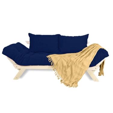 Imagem de Sofá Japão Futon Acquablock Azul Royal Em Madeira Maciça