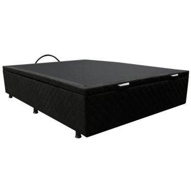 Imagem de Base Baú Para Cama Viúva 128x188cm Liz S05 Suede Bordado Preto - Mpozenato