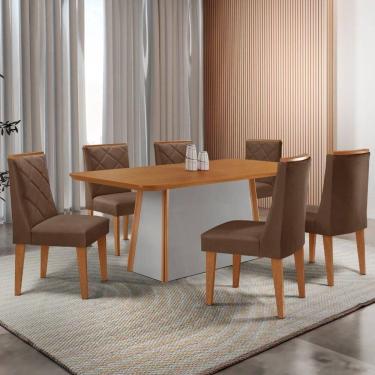 Imagem de Mesa De Jantar Diane 6 Cadeiras Isadora Moderna Veludo.