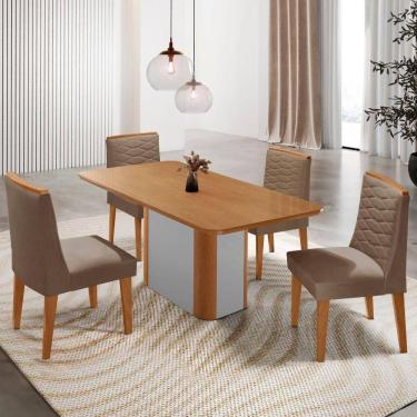 Imagem de Mesa De Jantar Isadora 4 Cadeiras Eloise Veludo Capuccino