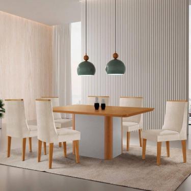 Imagem de Mesa De Jantar Isadora 180cm Tampo Mdf Laminado Veludo Creme Off White
