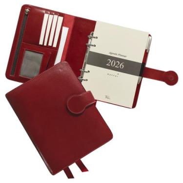 Imagem de Agenda Planner Couro 2026 126-R Personalizada Raffai Couros, Cereja