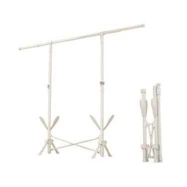 Imagem de Hhsdyl Varão de Roupa Ajustável em Comprimento, Organizador de Roupeiro do Chão ao Teto para Roupas, Suporte de Alcance para Ambiente Interior e Exterior,White,Single B