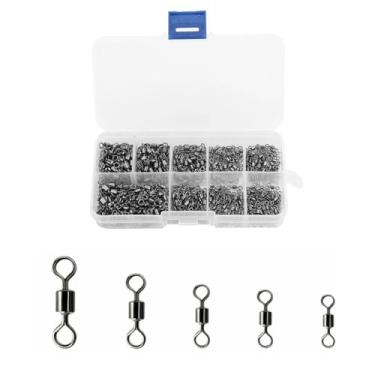 Imagem de Chiffonade Kit giratório de pesca de aço de alto carbono - conectores giratórios de água salgada de rolamento de esferas com anéis sólidos para pesca em água doce/água salgada (2#-8# tamanhos)