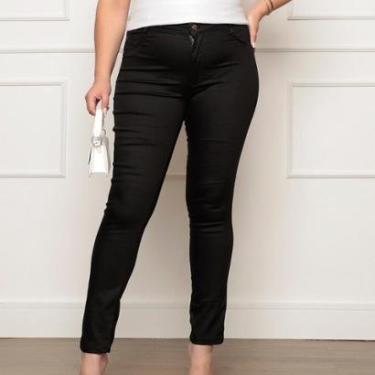 Imagem de Calça Jeans Feminina Skinny Plus Size Preta Premium-Feminino