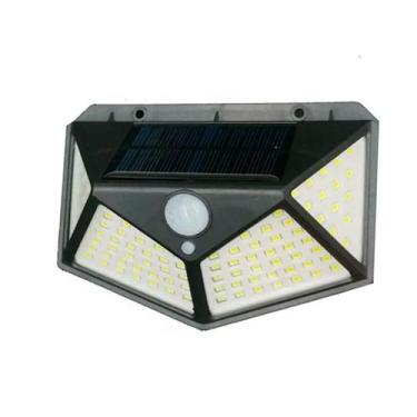 Imagem de Luminária Parede Solar 100 Leds Bateria Luz Balizador Jardim - Relet