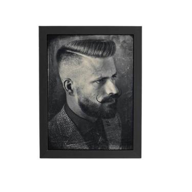 Imagem de Quadro Barbearia Fotografia Vintage Moldura Preta 60X40Cm - Plimshop