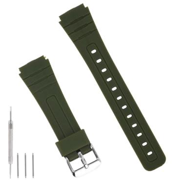 Imagem de 20mm Pulseira de Relógio Compatível com F91W F84 F105 A158 A168 AE1200, Pulseira Relógio Digital de Resina TPU com Acabamento Fosco para Homens e Mulheres(Verde Militar)