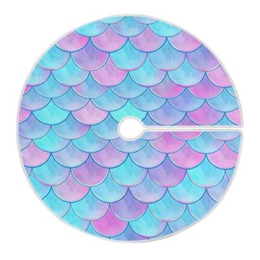 Imagem de Blueangle Saia de árvore de Natal com escamas de sereia coloridas de 89,9 cm - poliéster macio e resistente a rugas, decoração de férias para festas de Natal, árvore festiva e decoração de casa (15)