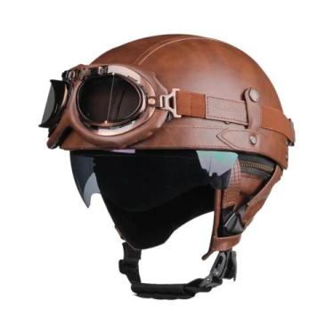 Imagem de Capacete Retro Unissex Para Motocicleta Certificado DOT Capacete Meio 