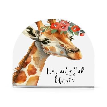 Imagem de GakkiGii Guirlanda de flores girafa porta-guardanapos de cozinha, dispensador de guardanapos para mesa, armazenamento de papel de decoração de casa de cozinha - 2 peças