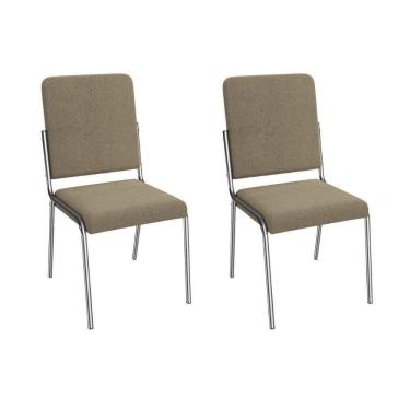 Imagem de Cadeira Sala De Jantar Genebra 2c129cr Aço Kit 2 Un Cromado/boucle Bege Fendi - Kappesberg