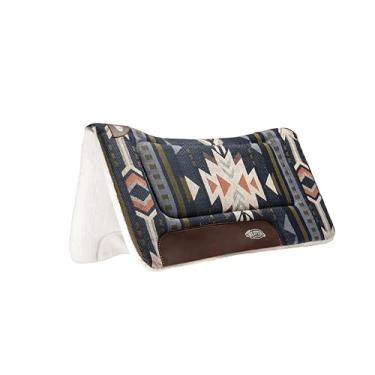 Imagem de Weaver Almofada de sela de cavalo contornada para todos os fins equinos, almofada protetora de absorção de choque, suprimentos para equinos duráveis, Santa Fe-Marinho/Off White, 76 cm x 76 cm