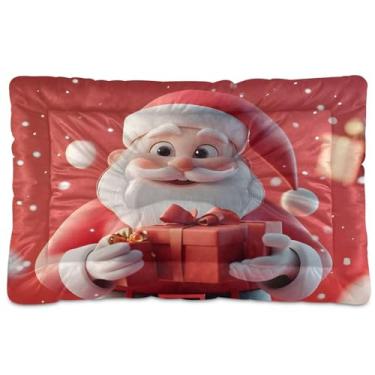 Imagem de SEHANY Cama de Natal para cães de Papai Noel, cama de gato com fundo antiderrapante, cama de canil, colchão macio para animais de estimação, lavável para cães pequenos, médios e grandes, gatos, 91 x