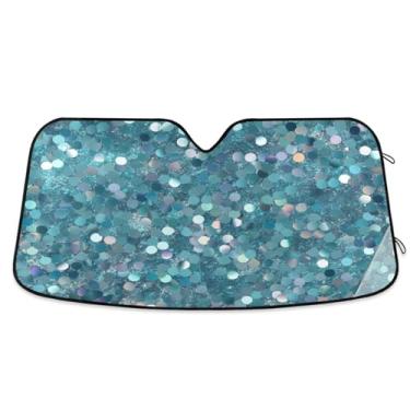 Imagem de ATTX Para-brisa de carro com padrão de glitter 139.7 cm x 70.1 cm Escudo solar universal com proteção UV, persiana de janela frontal automática dobrável para caminhões Sedans SUVs #43