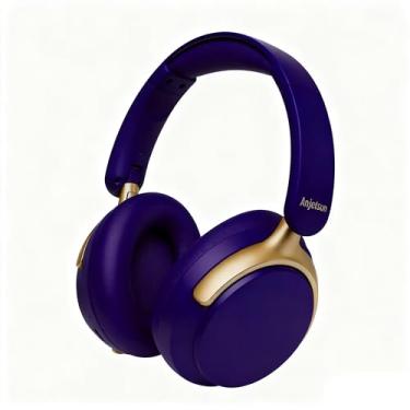 Imagem de Anjetsun Wireless Over Ear Headphones with Mic, 80H Playtime & 800mAh Fast Charge, ANC Noise Cancelling & Transparency Mode, Over The Head Headphones for Work Travel(Gilt Royal Indigo)