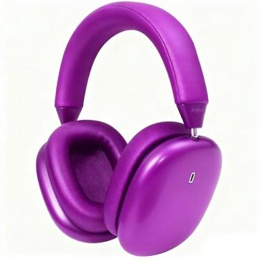 Imagem de Anjetsun ANC Wireless Over Ear Headphones with Mic & Touch Control,Stylish Metal Design,80H Playtime, Detachable Magnetic Ear Pads,Noise Cancelling Over the Head Headphones for Work(Wild Violet)