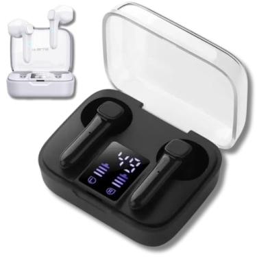 Imagem de Fone de Ouvido Sem Fio Bluetooth 5.3 com Microfone e botão Touch Multifunção para Trabalho, Lazer, Corrida e Esportes. Sem Borrachinha, compatível com Android e IOS - Premium (Preto)