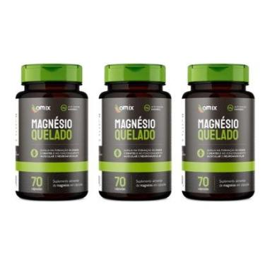 Imagem de Kit 3x - Magnésio Quelato - 70 cápsulas - Omix-Unissex