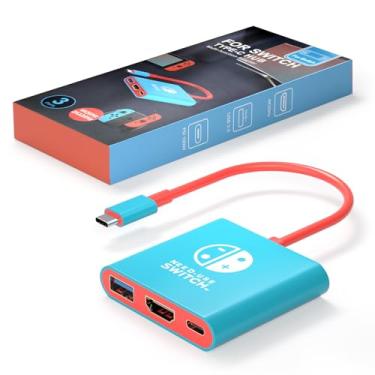 Imagem de Switch Dock para Nintendo Switch, estação de ancoragem, adaptador de TV, suporte 4K/60HZ, modo dock de TV, compatível com Steam Deck Nintendo Switch OLED Switch Dock de viagem com porta HDMI 2.0 USB