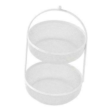 Imagem de IEUDNS Fruteira de metal de 2 andares para frutas, legumes, batatas e cupcakes, Branco