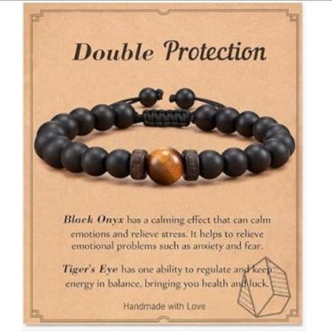 Imagem de Pulseiras de contas presentes para marido, namorado, irmão, homens, pulseira natural elástica feita à mão, pulseiras de amizade, One Size, Vidro, Sem Pedra Preciosa