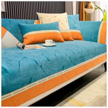 Imagem de SPXMQSS Capas de sofá para sofá seccional, capa de chenille macia para sofá, capa de sofá antiderrapante universal em forma de L, capa espessa para sofá 1/2/3/4 lugares, protetor de móveis C 90 x 210