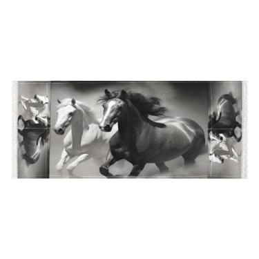 Imagem de Wassud Capas de lavadora e secadora de cavalos galopantes, protetor de lavadora com sacos de armazenamento, capa de geladeira à prova de poeira com bolsos para lavanderia doméstica, cozinha, 120 x 55