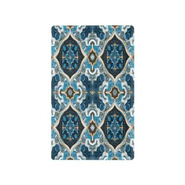 Imagem de Wassud Azulejo ornamentado azul (4) placa de cobertura de interruptor de luz, 1 capa de tomada em branco placa de parede decorativa decoração de casa sala de estar quarto