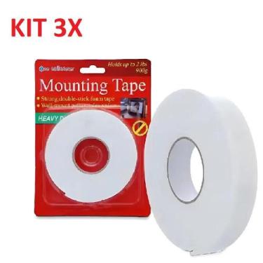 Imagem de Kit 3 fita dupla face fixacao parede quadro acessorios adesiva espuma 