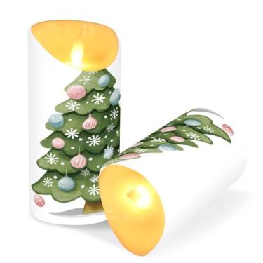 Imagem de ATTX Pacote com 2 lindas velas sem chamas para árvore de Natal – Velas LED de 7,6 cm x 15 cm com controle remoto e temporizador para casa, casamento, decoração de acampamento #324