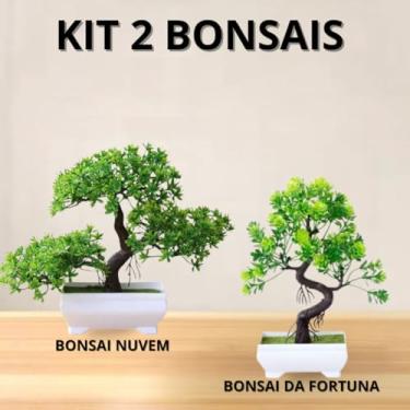 Imagem de Genérico, Kit 2 Bonsai Nuvem e Fortuna Artificial Plástico Realista Natural Pinho Bonsai para Decorações