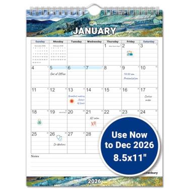 Imagem de CRANBURY Calendário de parede vertical 2026 x 28 cm, (designs de arte), calendário de parede vertical pendurado, calendário mensal de 21 x 28 cm, além de adesivos para calendários