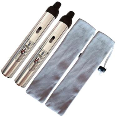 Imagem de Isqueiros de butano, caneta de combustível de butano recarregável, acendedor ajustável, 2 unidades, prata (gás não incluído)