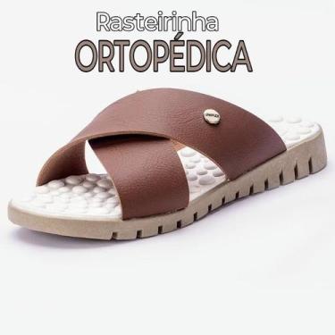 Imagem de Sandalia Feminina Rasteirinha Deidara Ortopédica Macia Confortável Par