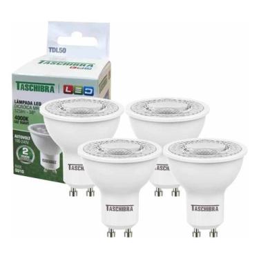 Imagem de Kit 4 Lâmpada Led Dicroica Mr16 Gu10 7w 4000k Luz Neutra Bivolt - Tasc