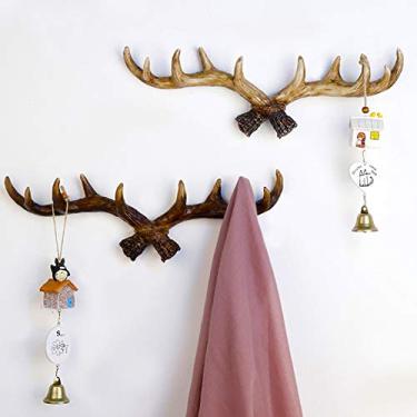 Imagem de Gancho de Parede com Antlers Veado Vintage Termo Resina Aperto Roupas e Chaves Rack Ganchos Decoração para Casa Fácil In