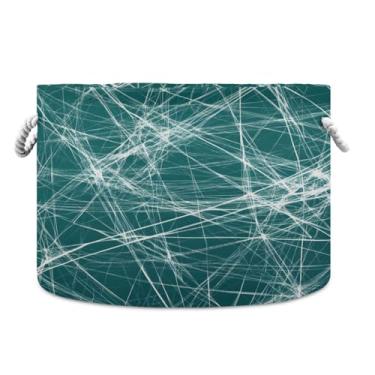 Imagem de JUZIHAI Linhas cesta de armazenamento dobrável para bebê, cesto de roupa suja, cobertor com alças de corda de algodão, caixa de brinquedos dobrável, organizador de armário para quarto, berçário, casa