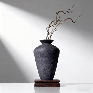 Imagem de Vaso de cerâmica enferrujado – Cerâmica Wabi Sabi envelhecida para decoração de casa, vaso de argila vintage para casa de fazenda rústica ou centros de mesa modernos, quarto, prateleira ou sala de