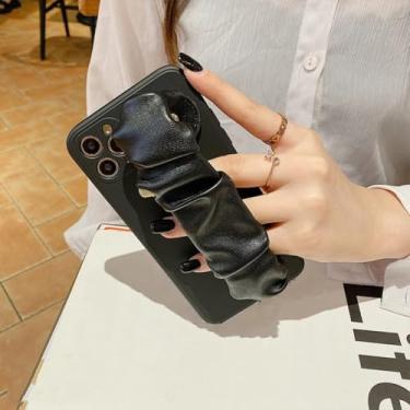 Imagem de IRTGFG Capa de couro com alça de pulso para iPhone 16E SE4, capa de pulseira de seda em cores doces (para iPhone 16E SE4/1)