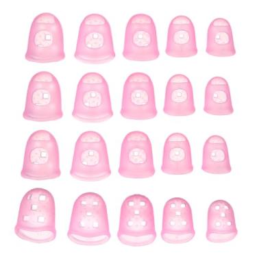 Imagem de PATIKIL Pontas de dedo de borracha, 5 tamanhos, 20 peças, protetor de dedo de guitarra de silicone, acessórios de tricô para costura manual de papel, classificação de dinheiro, contagem de guitarra