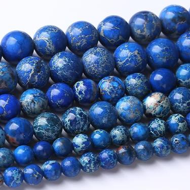 Imagem de Contas soltas redondas azuis de 12 mm lápis-lazúli contas naturais contas de pedra de energia de cristal para fazer joias, colar de pulseiras, faça você mesmo