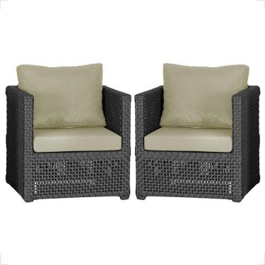 Imagem de 2 Poltronas Madri Alumínio Corda Náutica Estofado 7 Trama Preto