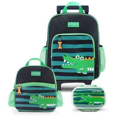 Imagem de Conjunto Mochila Com Rodinhas E Lancheira Térmica Com Pote P/ Lanche Verde