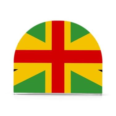 Imagem de Porta-guardanapos de tecido com bandeira jamaicana, porta-guardanapos acrílico para mesas, suporte de guardanapo de pé para jantar cozinha restaurante decoração de casa acessórios de bar
