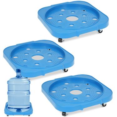 Imagem de Zoketriton Pacote com 3 garrafas de água de 5 galões Caddy com rodízios giratórios giratórios, balde Dolly Round Rolling Plant Stand Plant Dolly para vasos de flores de jardim pesados carrinho de