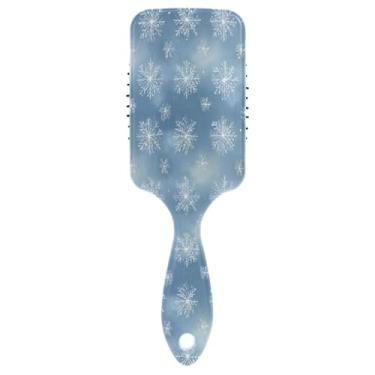 Imagem de Blueangle Escova de cabelo branca com flocos de neve – escova de desembaraçar elimina nós e quebras, escova de cabelo de viagem para crianças, adultos e todos os tipos de cabelo (522)