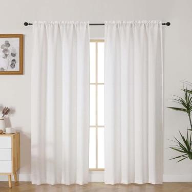 Imagem de Lecloud Cortinas naturais Bessie para sala de estar, 2 peças, 2 peças, cortinas de quarto com dois bolsos de haste, cortinas texturizadas de linho sintético para decoração de casa para sala de jantar