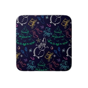 Imagem de Ladrilho Decorativo de Cerâmica Estampa Padrão de Natal Escuro com Rabiscos Brilhantes